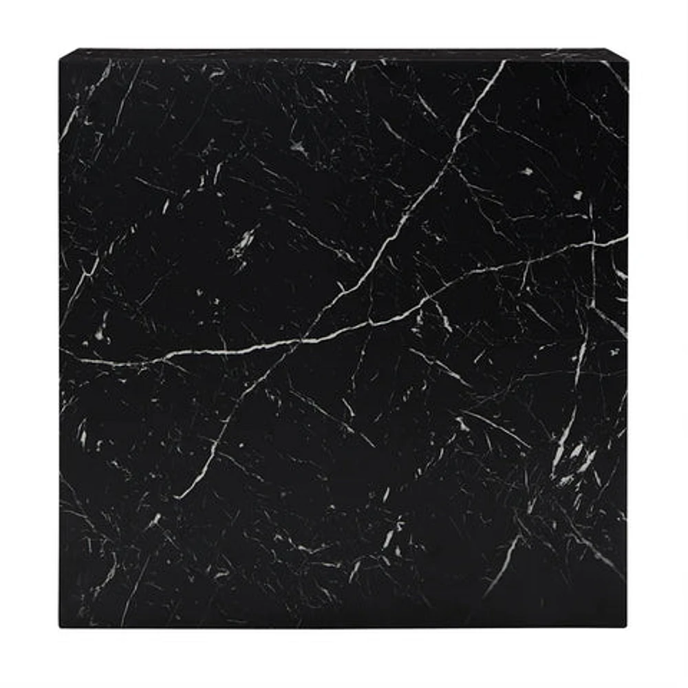 ROMAN FAUX MARBLE END TABLE - BLACK