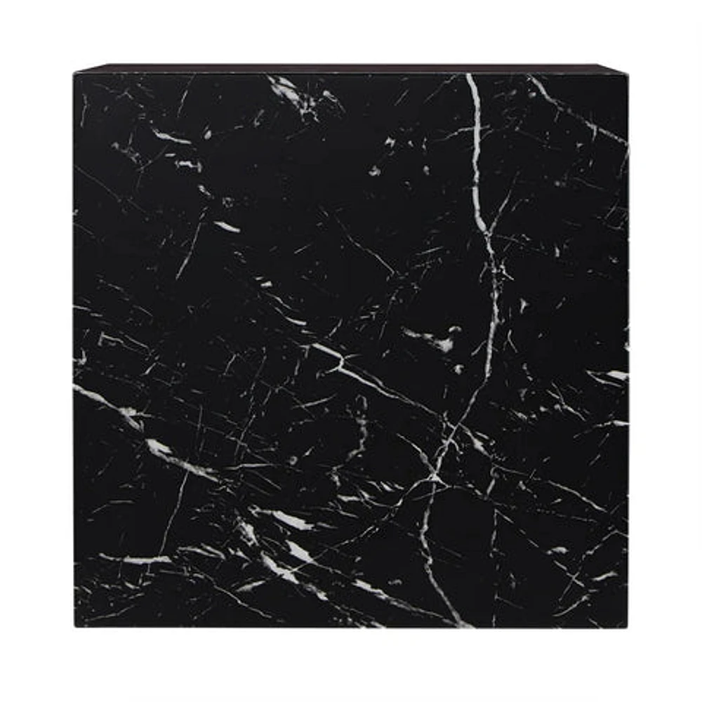 ROMAN FAUX MARBLE END TABLE - BLACK