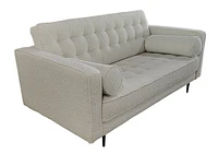 Lucas Mid Century Fabric Loveseat - Boucle White