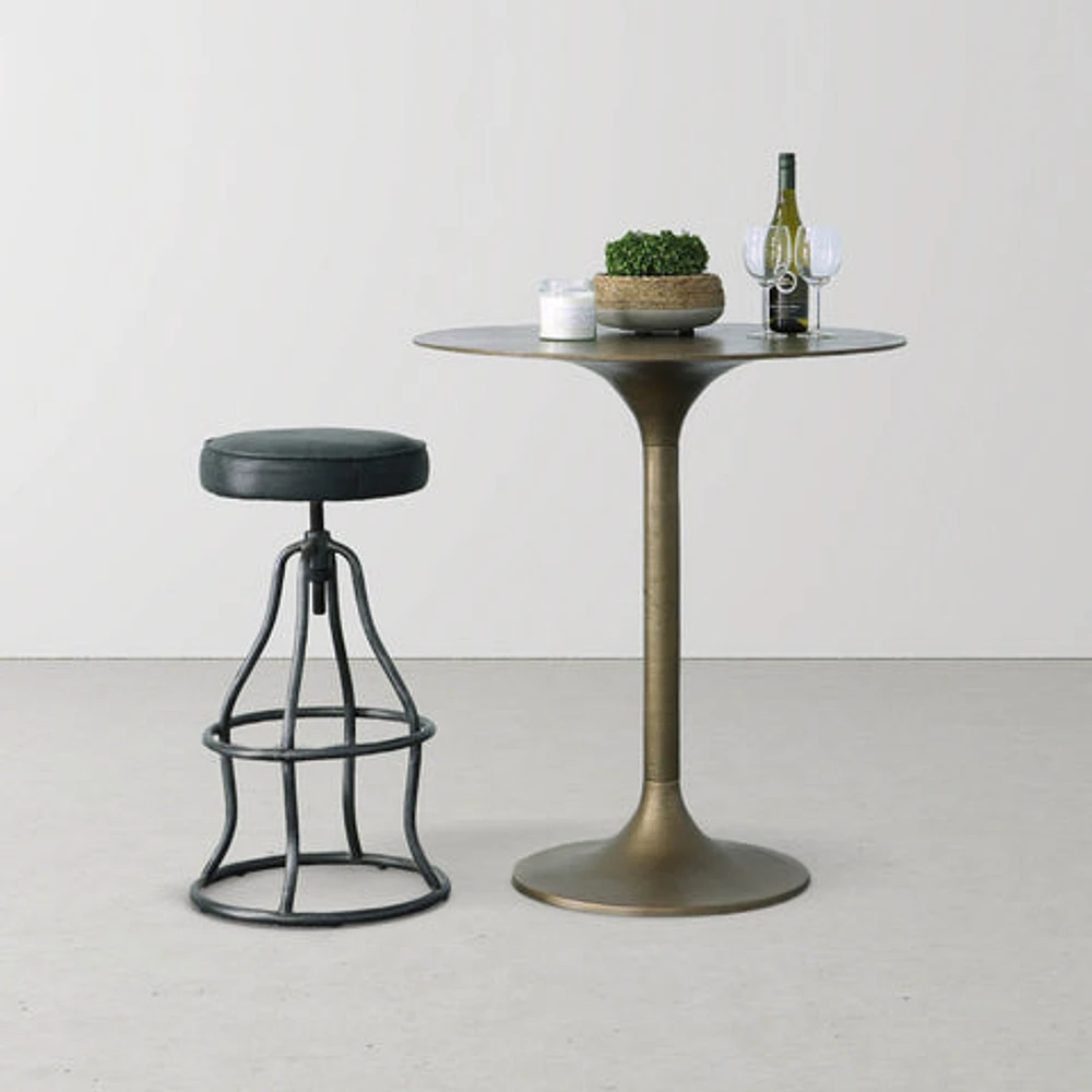 Bowie Bar Stool - Distressed Black Leather