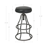 Bowie Bar Stool - Distressed Black Leather