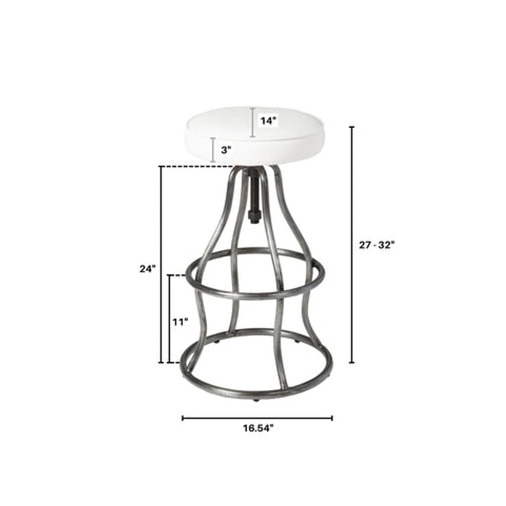 Bowie Bar Stool - White Leather