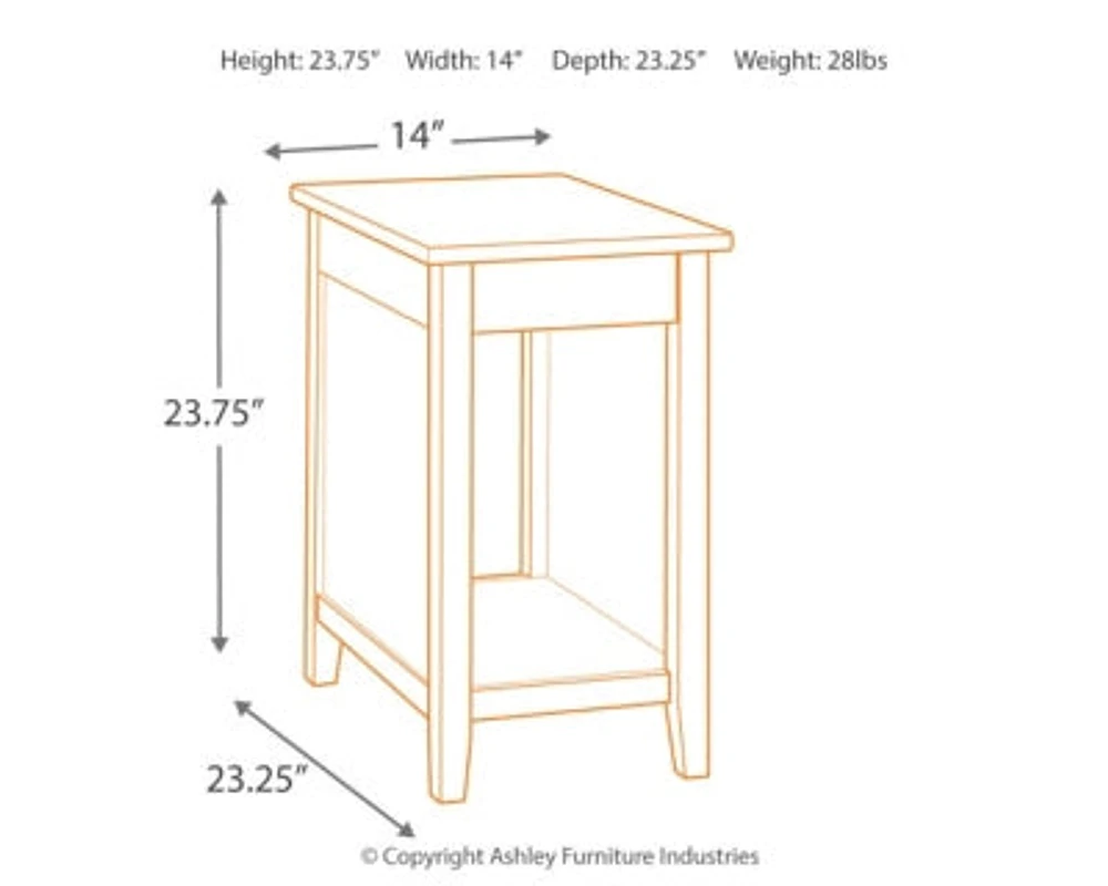 Diamenton Chairside End Table with USB Ports & Outlets