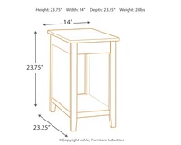 Diamenton Chairside End Table with USB Ports & Outlets