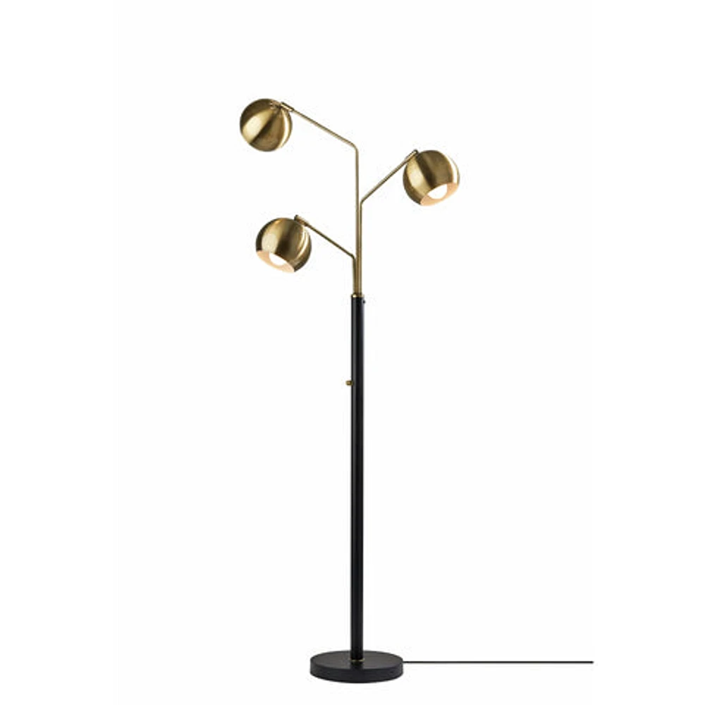 Tanko 3 Light Tree Floor Lamp Black & Antique Brass