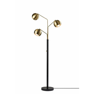 Tanko 3 Light Tree Floor Lamp Black & Antique Brass