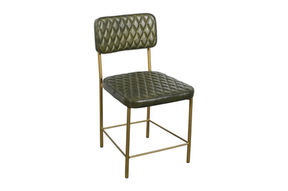 Vega Dining Chair Genuine Leather Seating - Green