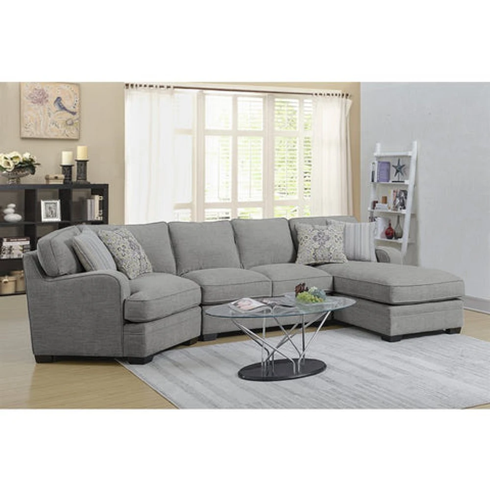 ANALIESE-3PC MODULAR SECTIONAL-W / 4 PILLOWS-LIGHT GREY Right Chaise