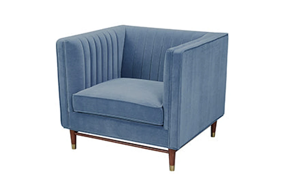 LUIGI Mid Century Velvet Accent Chair -Titanium - Greater Vancouver Furniture