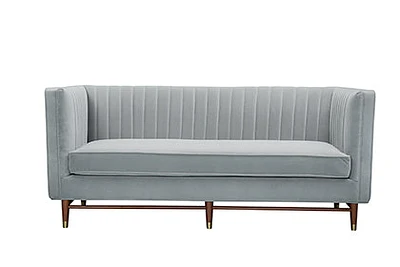 LUIGI Mid Century Velvet Loveseat - Platinum - Greater Vancouver Furniture