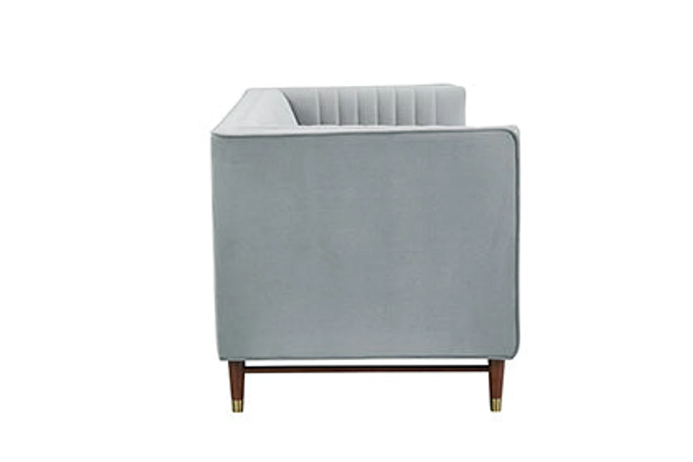 LUIGI Mid Century Velvet Loveseat - Platinum - Greater Vancouver Furniture