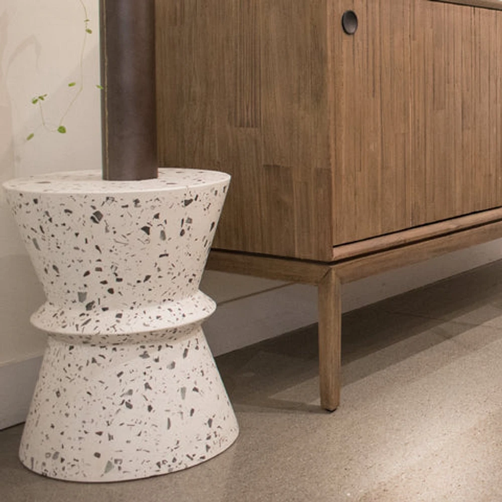 Concrete Hourglass Side Table - Terrazzo