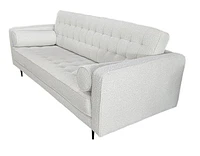 Lucas Mid Century Fabric Sofa - Boucle' White Fabric