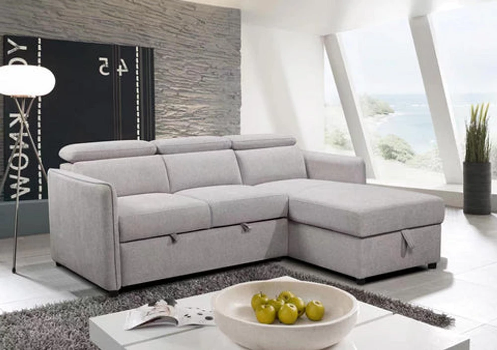 Renato Sleeper Sectional - Right Chaise - Grey