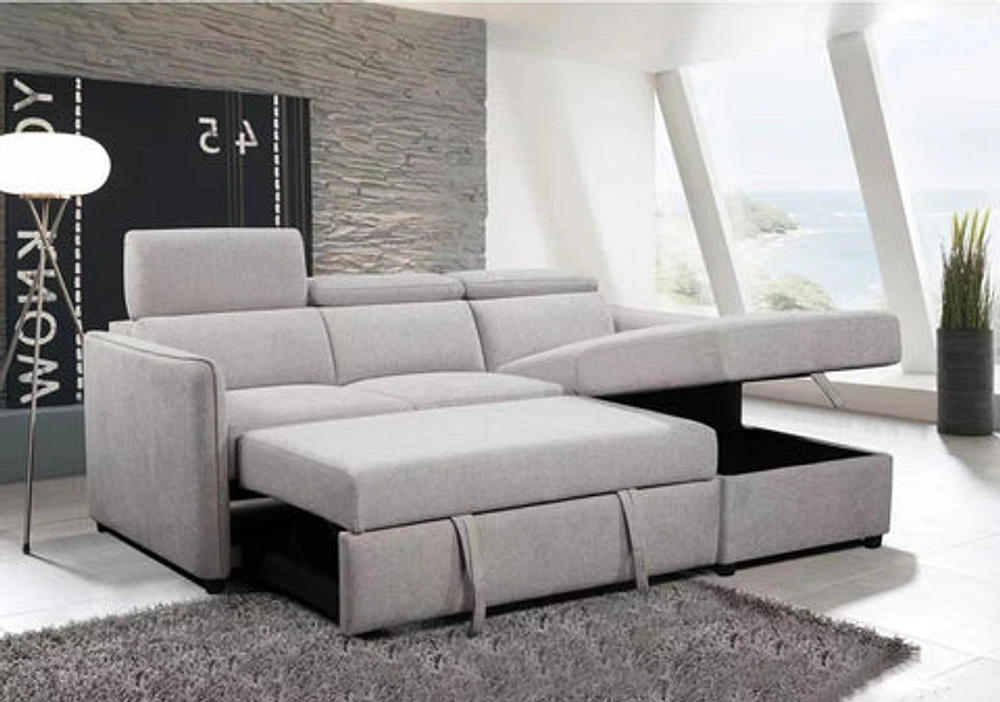 Renato Sleeper Sectional - Right Chaise - Grey