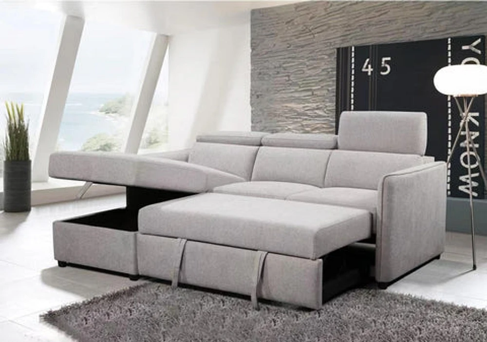 Renato Sleeper Sectional - Left Chaise - Grey