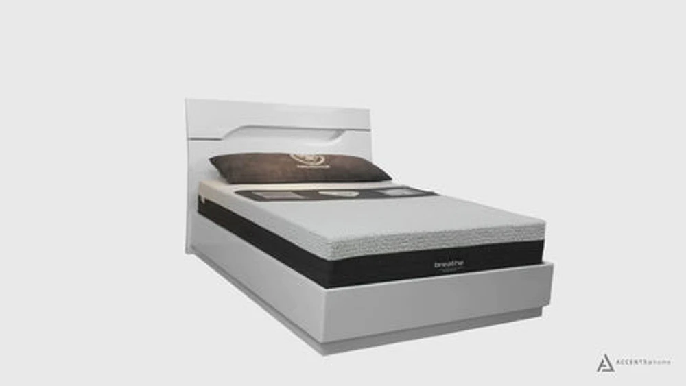 Zoe Glossy White Queen Storage Bed