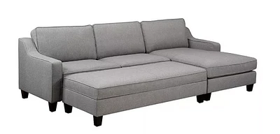 Conner Sectional with Storage Ottoman, Grey