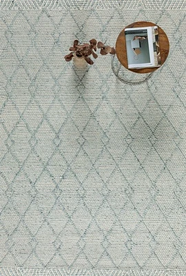 LABIN HAND WOVEN RUG IVORY/TEAL