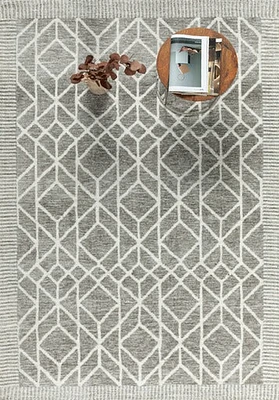 MADON MACHINE WOVEN RUG GREY. IVORY