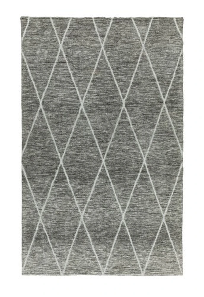 MILTON MACHINE WOVEN RUG Grey. Silver