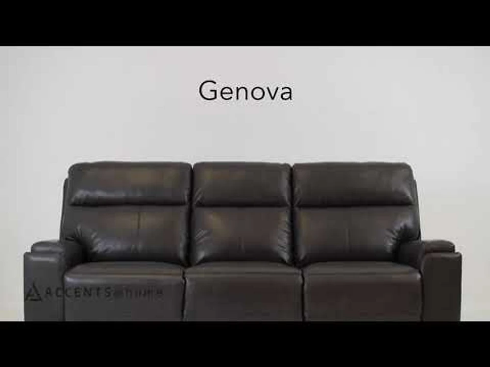 Genova Genuine Leather Power Reclining Loveseat - Dark Grey