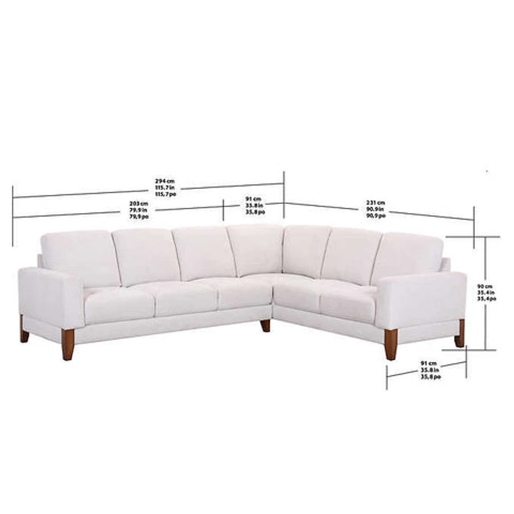 Dallas Contemporary 2-piece Sectional - Cream