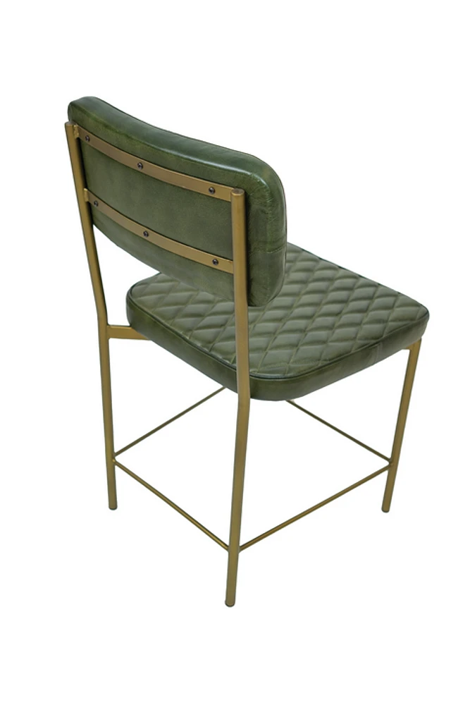 Vega Dining Chair Genuine Leather Seating - Green