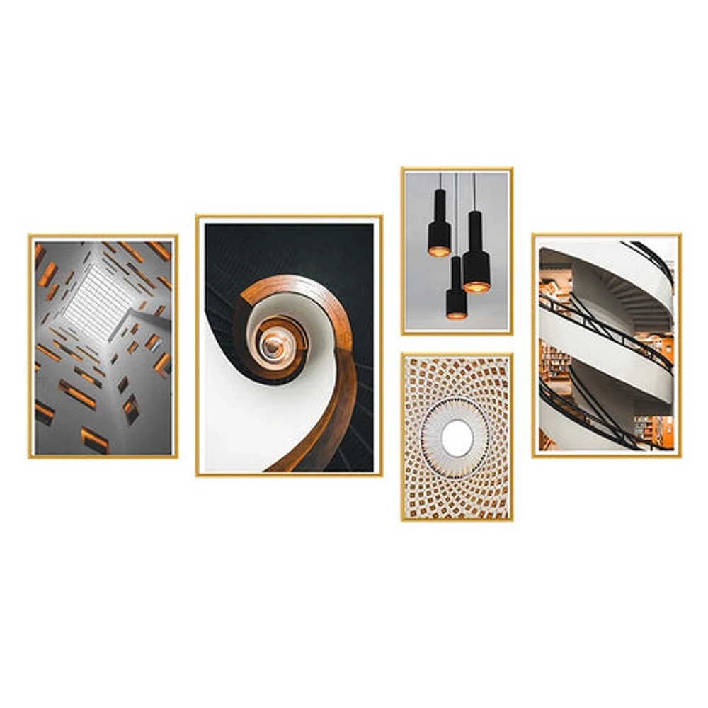 Tribeca Set of 5 Alloy Matt - Golden Frame Wall Art