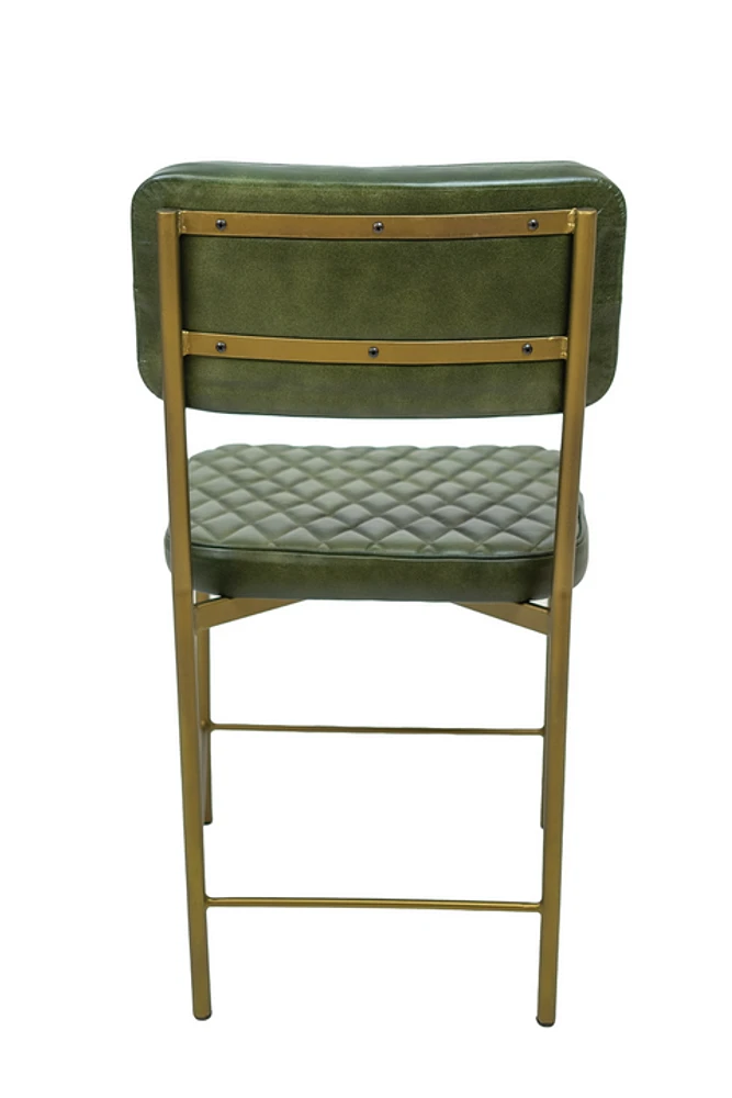 Vega Dining Chair Genuine Leather Seating - Green