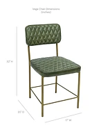 Vega Dining Chair Genuine Leather Seating - Green