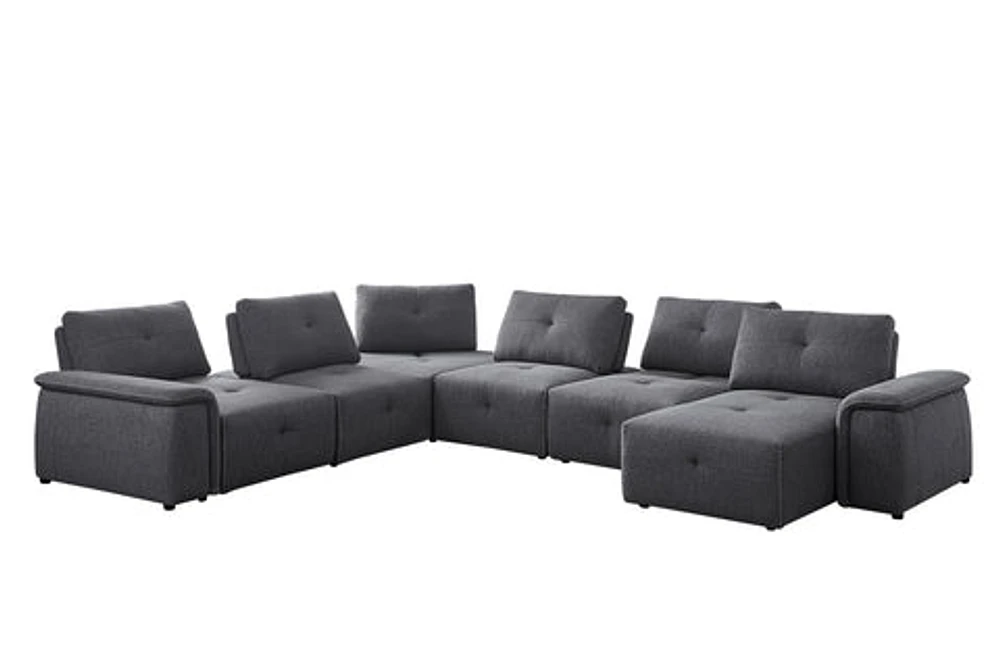 Cantaro Modular Sectional With Chaise 6Pc Allure Dark Grey