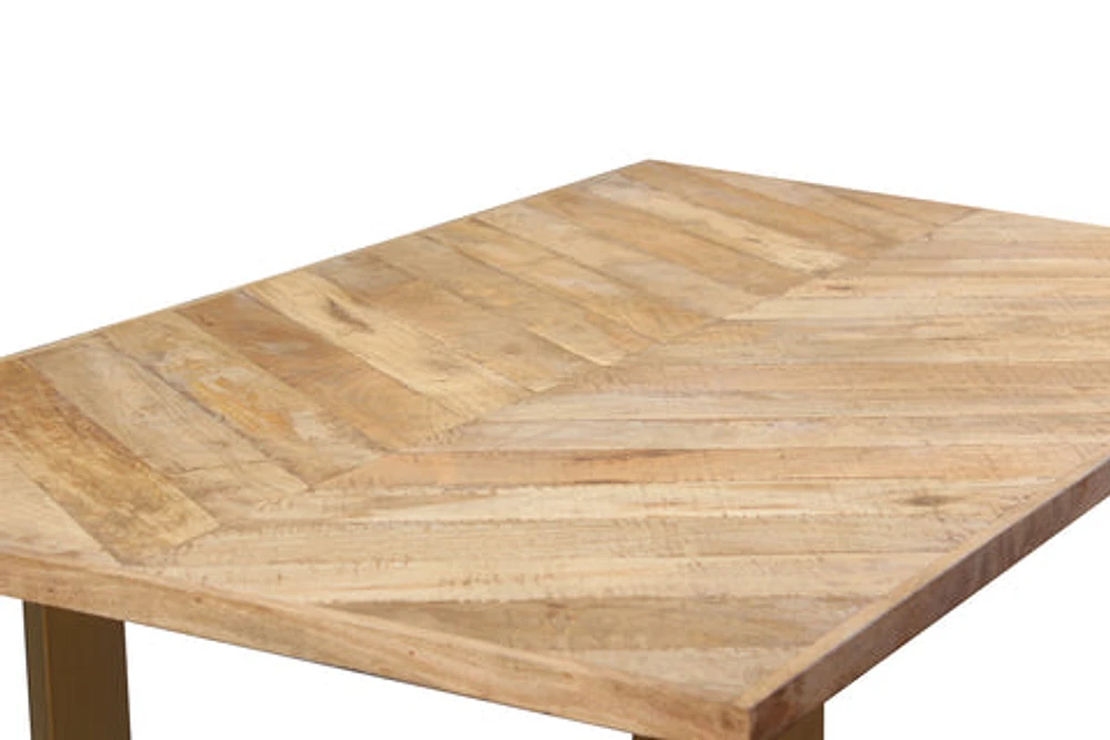 ZIVA Parquet Style Solid Mango Wood Dining Table