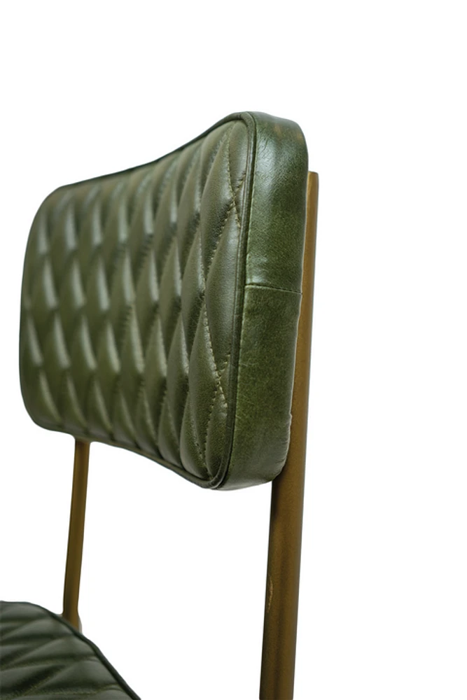 Vega Dining Chair Genuine Leather Seating - Green