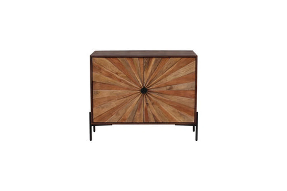 FITNIA SOLID WOOD WITH SUNBURST PATTERN 2 DOOR SIDEBOARD