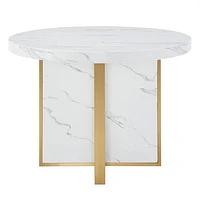 MORENO 43" WIDE FAUX MARBLE ROUND DINING TABLE - WHITE