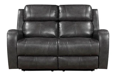 Cortana Power Reclining Genuine Leather Loveseat - Dark Grey