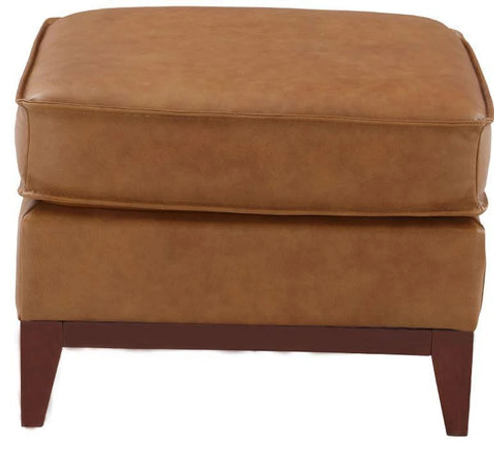 Newport Genuine Leather Ottoman - Camel