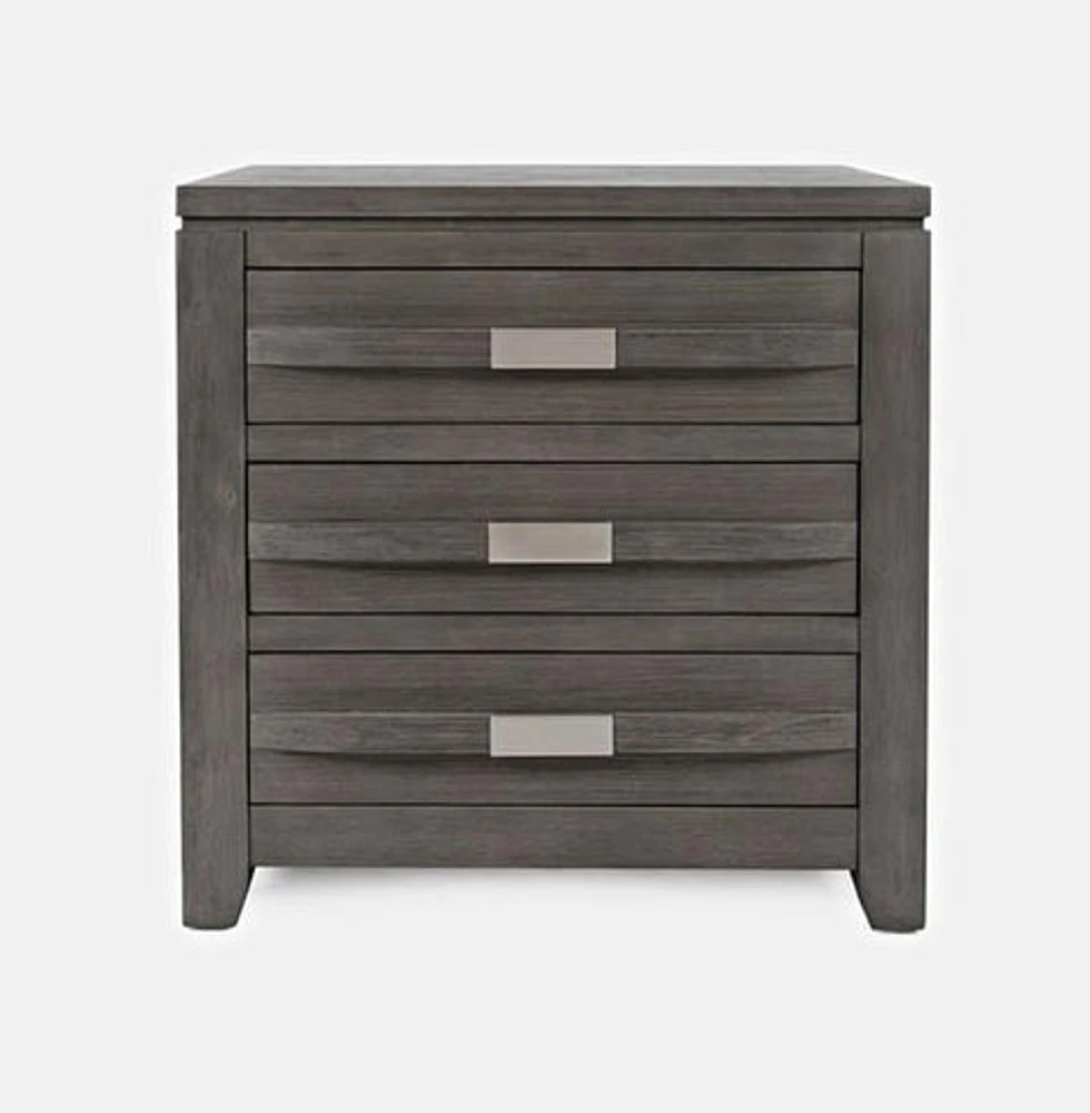 Altamonte 3 Drawer Power Nightstand - Brushed Grey