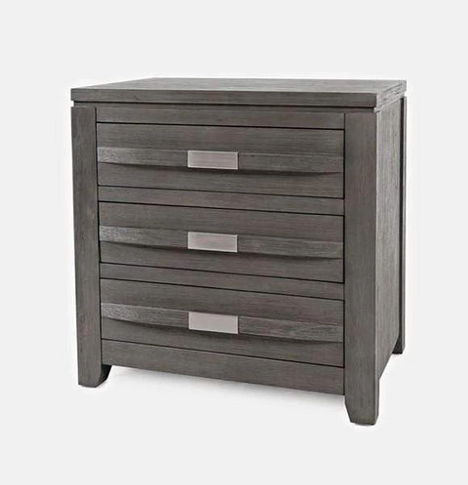 Altamonte 3 Drawer Power Nightstand - Brushed Grey