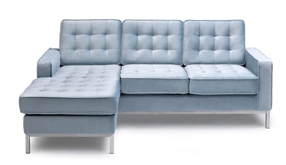 Ditto Reversible Sectional Sofa - Grey Velvet