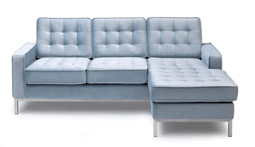 Ditto Reversible Sectional Sofa - Grey Velvet