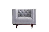 Joseph Tufted Mid Century Velvet Accent Chair- Grey - Greater Vancouver Furniture