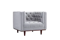 Joseph Tufted Mid Century Velvet Accent Chair- Grey - Greater Vancouver Furniture