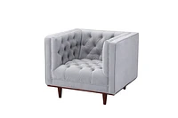 Joseph Tufted Mid Century Velvet Accent Chair- Grey - Greater Vancouver Furniture