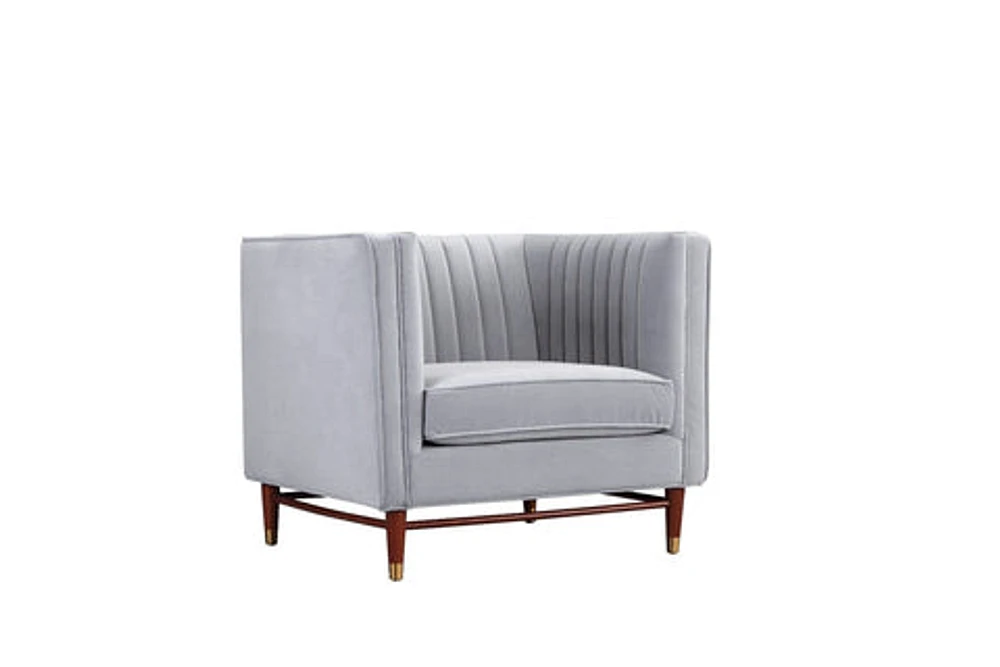 LUIGI Mid Century Velvet Accent Chair -Grey - Greater Vancouver Furniture