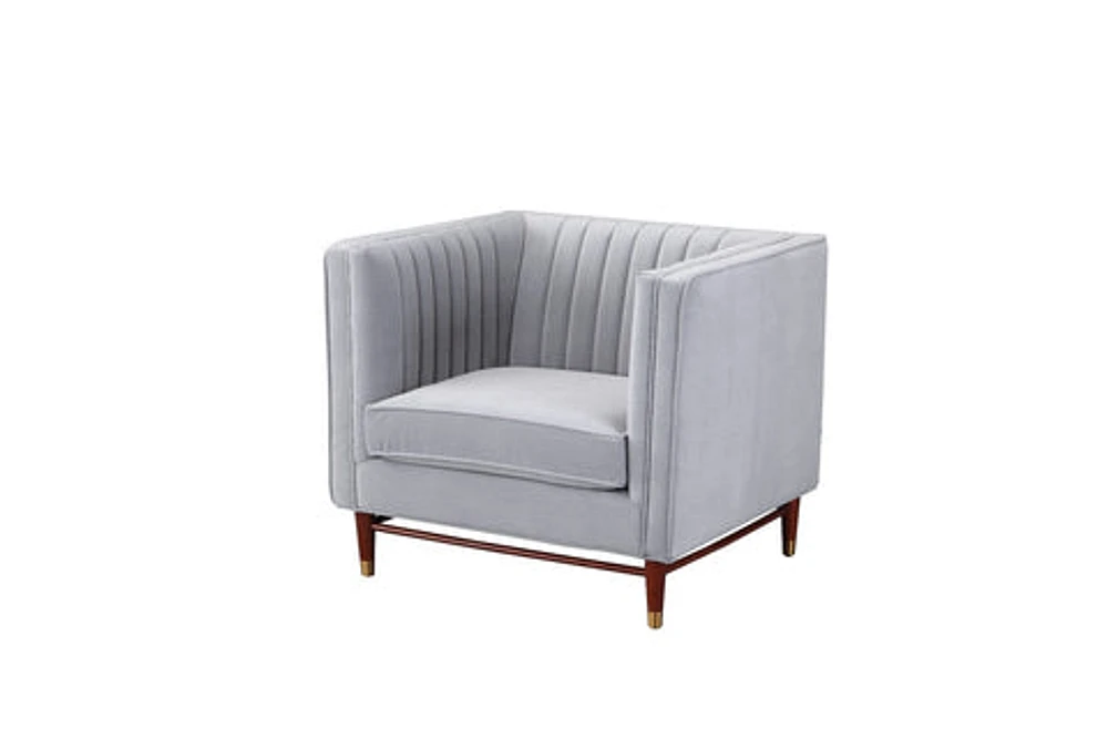 LUIGI Mid Century Velvet Accent Chair -Grey - Greater Vancouver Furniture