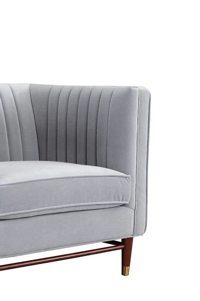 LUIGI Mid Century Velvet Accent Chair -Grey - Greater Vancouver Furniture