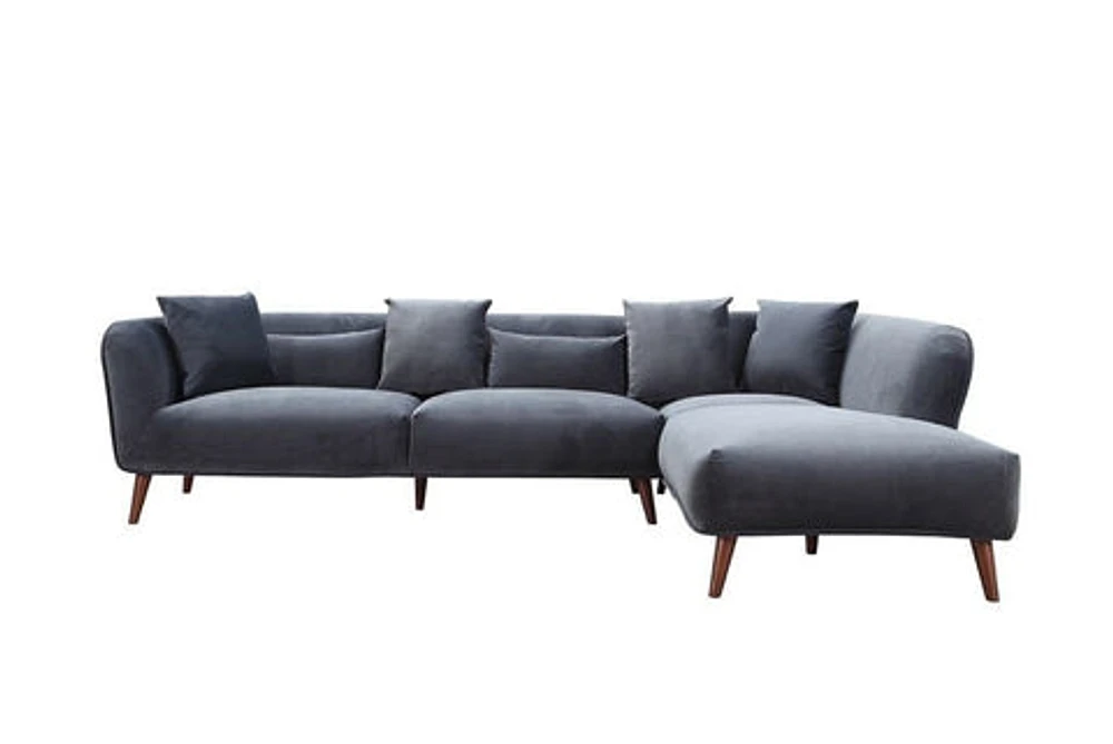 Maja Velvet Sectional - Grey