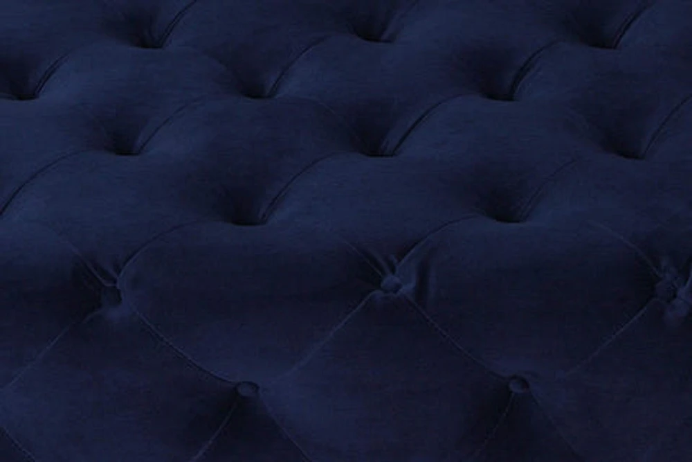 Maja Tufted Ottoman Blue Velvet - Meg 28 - Greater Vancouver Furniture